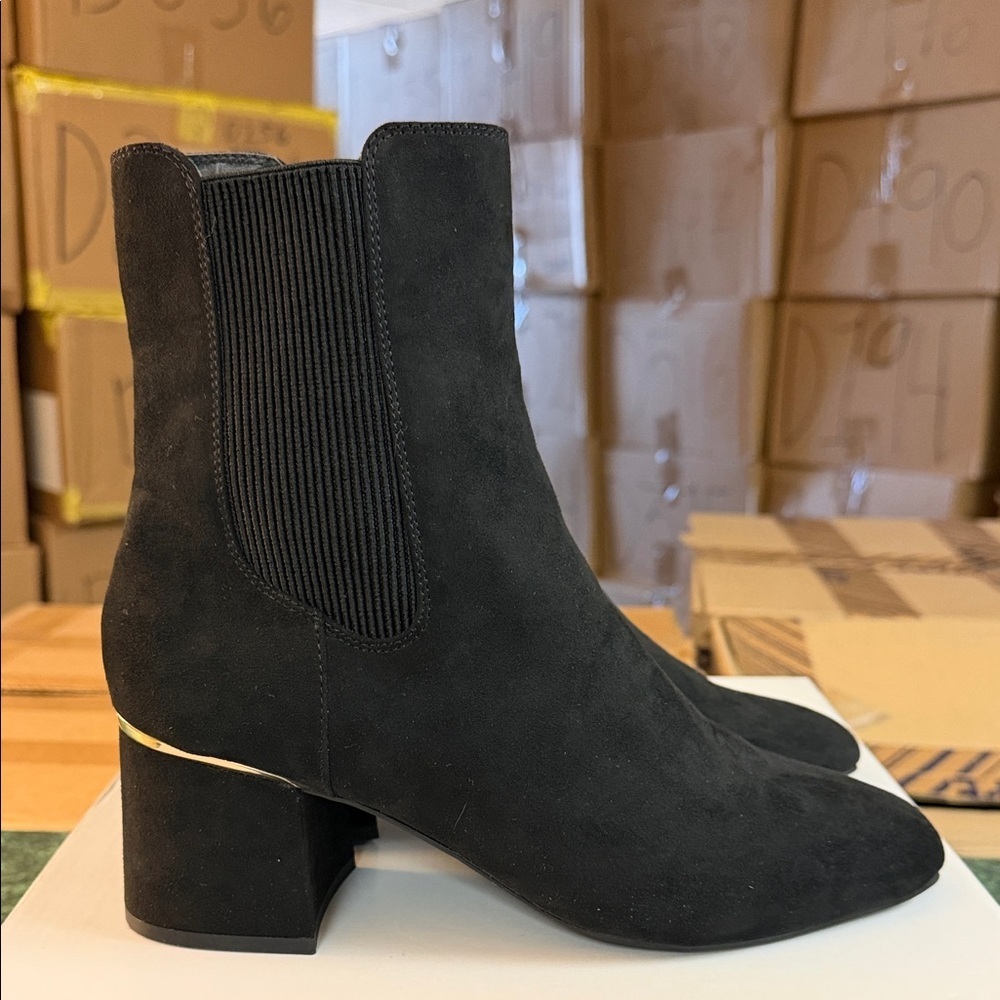 Alfani Black Suede Chelsea Block Heel Booties